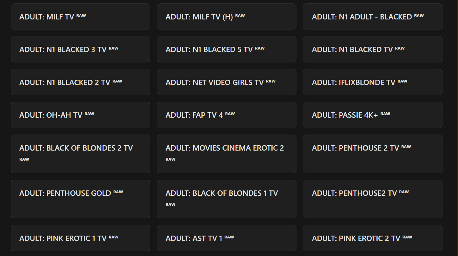 Adult tv channels